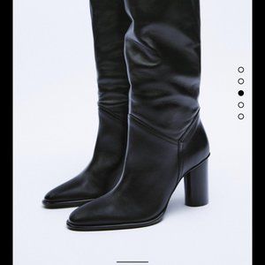 Zara high heel leather boots SZ 6